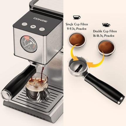 Conzie Espresso Machine 20 Bar Coffee Maker with Milk Frother 40oz Tank New
