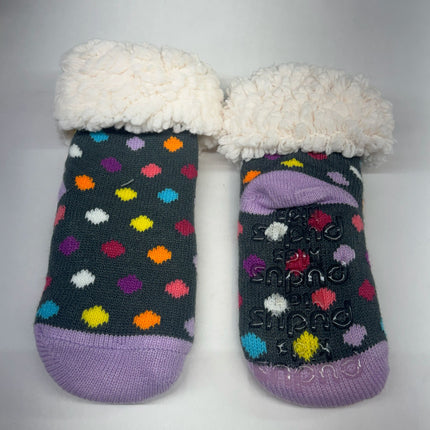 Pudus Kids Slipper Socks 2-Pack Polka Dot Age 4–7 New
