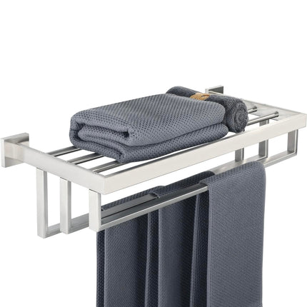 Alise Large Towel Rack, 24-inch, brushed nickel, SUS 304 stainless steel, with 3 towel bars and top shelf”
