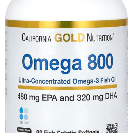 California Gold Nutrition Omega 800 Ultra-Concentrated Omega-3 Fish Oil, 90 Fish Gelatin Softgels, dietary supplement”
