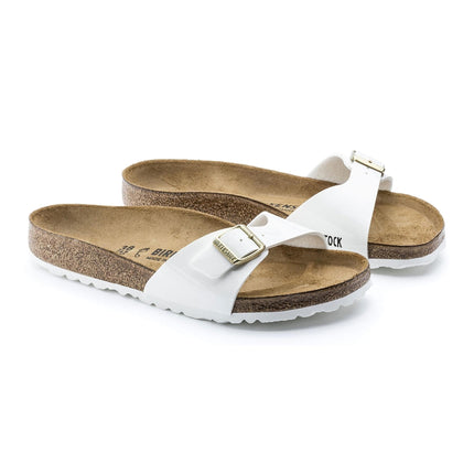 Birkenstock Madrid Birko-Flor Patent White Sandals Size 8 Women’s New