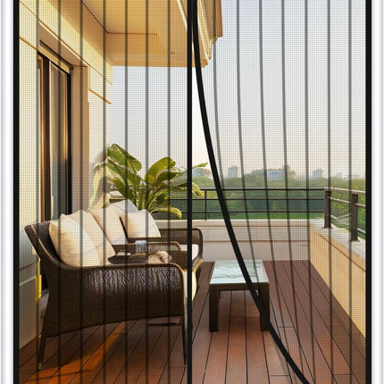 MAGZO Magnetic Screen Door with full strip magnets, fits 72x80 inch doors, black mesh screen, easy installation”