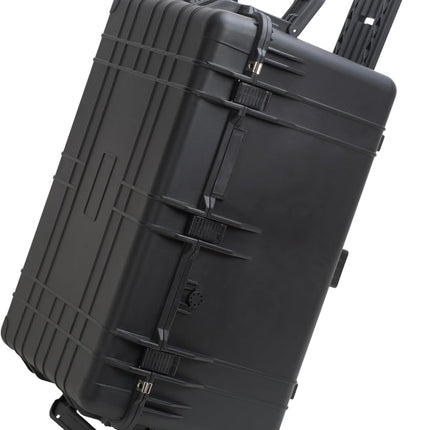 MEIJIA Portable Waterproof Protective Case - Hard Camera Case with Retractable Handle & Rolling Wheels, Customizable Foam Insert, 31.3” X 24.21” X 17.48”, Damaged