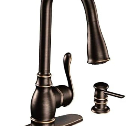 Moen Annabelle High Arc Pull Down Kitchen Faucet, Mediterranean Bronze, single handle, elegant kitchen upgrade”