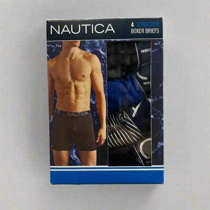 Nautica Men’s Stretch Boxer Briefs 4-Pack, comfortable and versatile underwear in various classic colors”