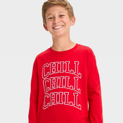 Boys' Chill Chill Chill Long Sleeve Graphic T-Shirt - art class™, New, Red, Size- 6,8