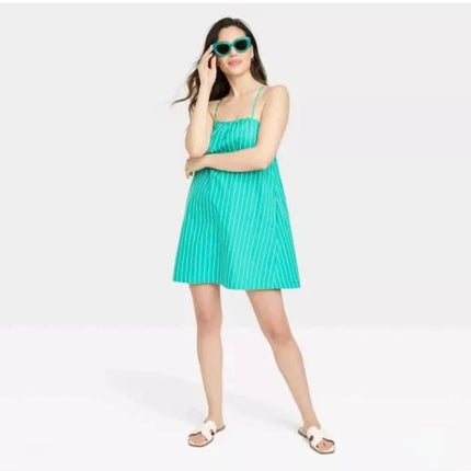 A New Day Striped Green Sleeveless Dress, New