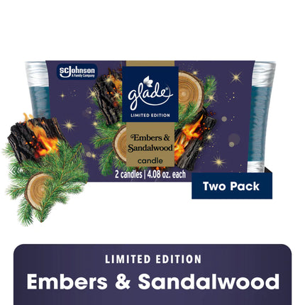 Glade Candle Embers & Sandalwood 4.08 Oz - 2 Ct.
