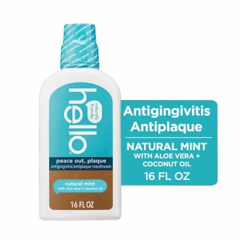 Hello Natural Mint Peace Out, Plaque Antigingivitis Mouthwash, 16 fl oz