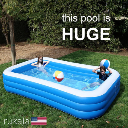 Large Inflatable Family Pool with Electric Pump, 120” x 72” x 22” (New White, New in Box, Box Open)