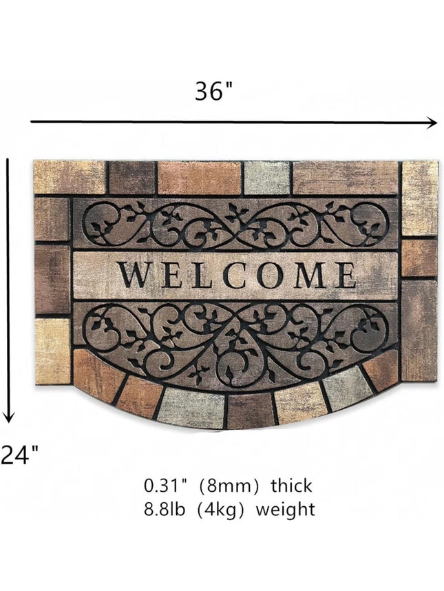 Welcome Doormat - Heavy Duty, Rubber Backing, 36” x 24”, Durable Outdoor Mat, Open Box, New