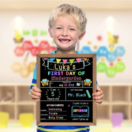 First & Last Day of School Chalk Board, 10 x 12” Double-Sided Back to School Sign