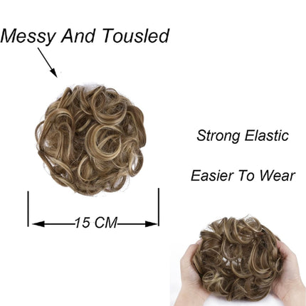 ELAINE Hair Buns Hair Extensions, Golden Brown Mixed, Messy and Tousled Hair Piece, Easy to Wear with Strong Elastic, 100% Heat Resistant Synthetic Fiber, Transform Your Look in Minutes New