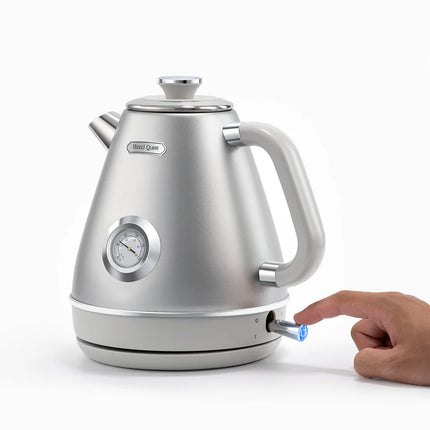 Hazel Quinn Retro Electric Kettle - 1.7L Stainless Steel with Thermometer, Fast Boiling, Space Gray | New