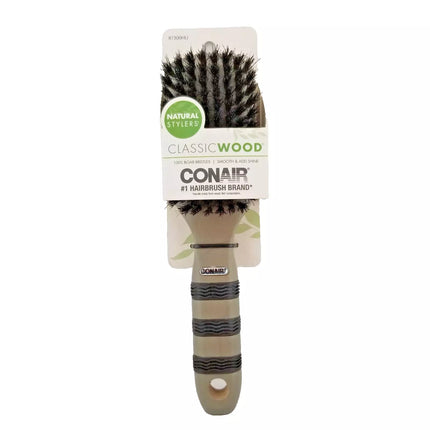 Conair Class Wood Boar Brush, 2.6 Ounce Grey