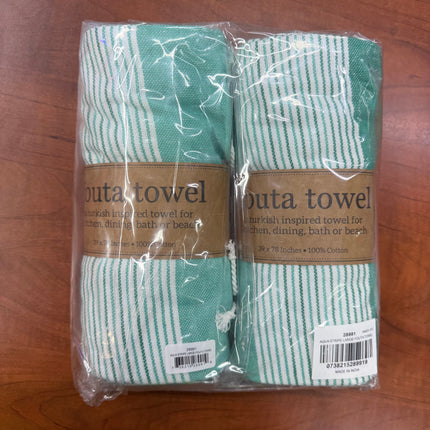 Turkish Inspired 100% Cotton Fouta Towel - 2 Pack Green