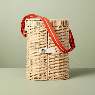 Hearth & Hand Romantic Picnic Bottle & 2 Glass Carrier Set