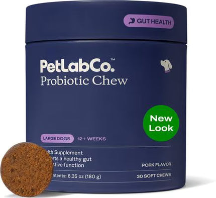 PetLabCo. Probiotics Pork Flavored Soft Chew Supplement for Large Dogs, 30 count Exp. 08/2026