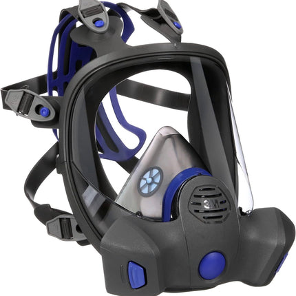 3M Secure Click Full Face Reusable Respirator with Large Lens, Speaking Diaphragm and Push Button Seal Check, FF-802, Painting, Sanding, Chemical Clean-up, Sawing, Medium