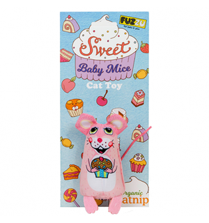 Multipet Fuzzu Sweet Baby Mice Cupcake Mouse Cat Toy With Catnip COLOR MAY VARRY