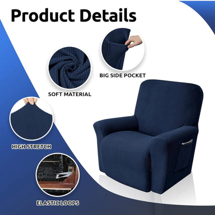 KEKOUU Recliner Chair Cover, Navy Blue - New Open Box