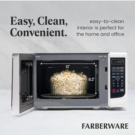 Farberware 0.7 Cu. Ft. Microwave Oven - Compact and Stylish, Open Box, White