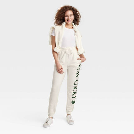 Women's Stay Lucky Graphic Joggers - Grayson Threads, New - White, Size XXL