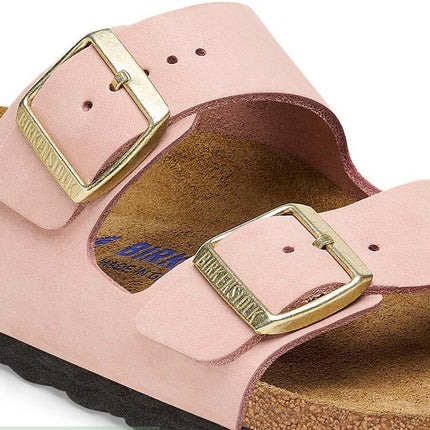 Birkenstock Arizona Soft Footbed Sandals Pink Nubuck Size 7 Narrow Women’s New.