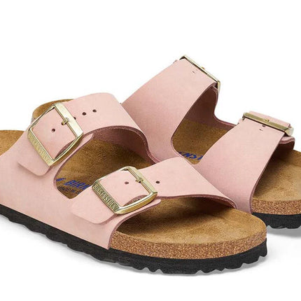 Birkenstock Arizona Soft Footbed Sandals Pink Nubuck Size 7 Narrow Women’s New.