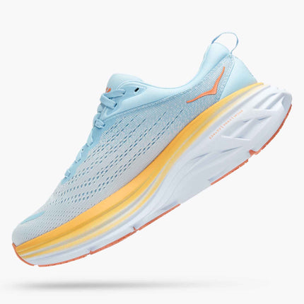 HOKA Bondi 8 Road Running Shoe Blue/Orange women's Size 7.5 Wide New