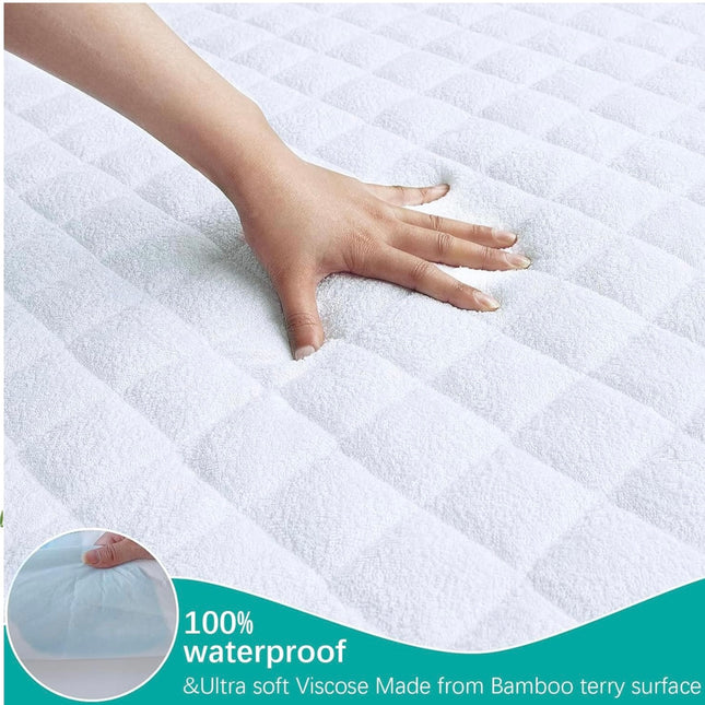 Waterproof Crib Mattress Protector Pad Cover, Fitted Bamboo Terry Surface, Ultra Soft and Skin-Friendly - New Open Box Amazon Return