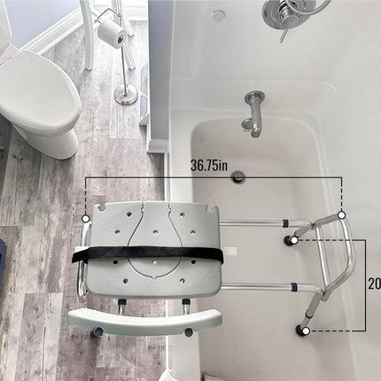 DMI Tub Transfer Bench and Shower Chair, Adjustable Seat Height, Non Slip Aluminum Body - New Open Box