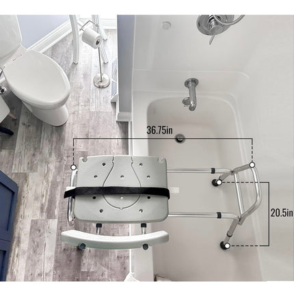 DMI Tub Transfer Bench and Shower Chair, Adjustable Seat Height, Non Slip Aluminum Body - New Open Box.