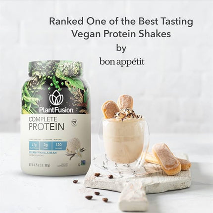 PlantFusion Complete Vegan Protein Powder - Non GMO - Plant Based Protein Powder Vanilla Bean 2 lb - Exp. 09/28