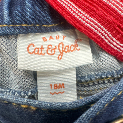 Cat & Jack Baby Denim Jeans with Suspenders - New, Size- 18M