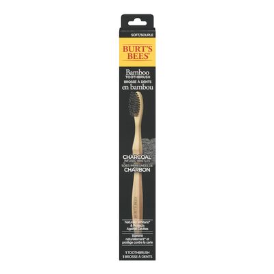 Burt's Bees Bamboo Toothbrush with Charcoal Infused Bristles, 6 Pack New