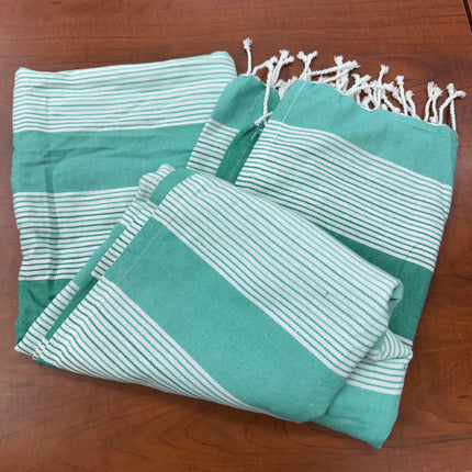 Turkish Inspired 100% Cotton Fouta Towel - 2 Pack Green