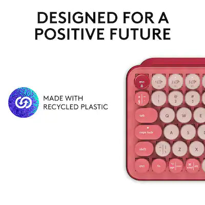 Logitech POP Keys Mechanical Wireless Keyboard with Customizable Emoji Keys, Durable Compact Design, Bluetooth - Heartbreak Rose