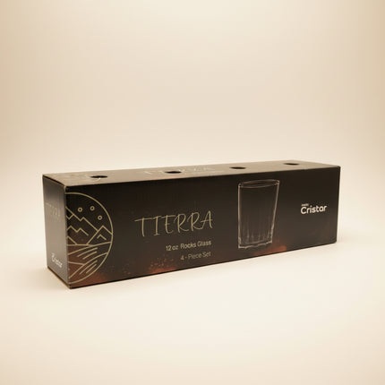 Nadir Cristal Tierra 12 Oz Rocks Glass Set - 4 Cups