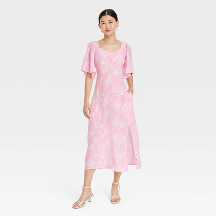 A New Day Women’s Pink Floral Midi Dress - Size M - New