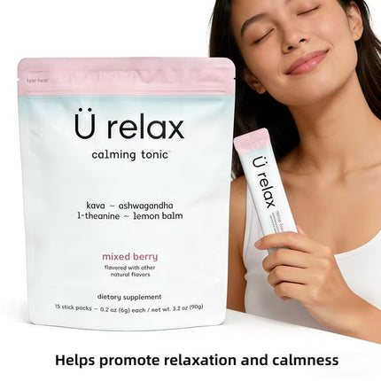 U Relax Calming Drink Mix Mixed Berry, 3.2 oz Packets (15 Pack)