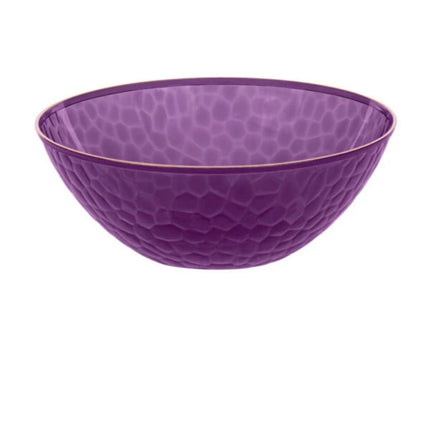 Organic Hammered Purple w/ Gold Rim 12oz. Soup / Salad Wedding Plastic Bowls (10 Count)