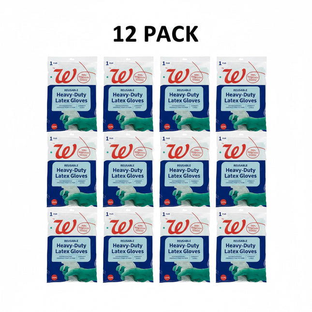 Walgreens Reusable Latex Cleaning Gloves - Dish Gloves, 13" Cuff - 12 Pack