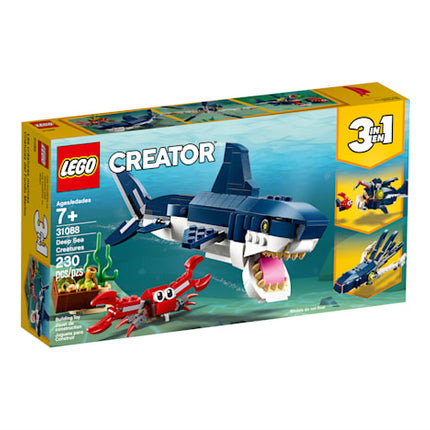 LEGO Creator 3-in-1 Deep Sea Creatures - Transforms into Shark, Crab, Squid, or Angler Fish, New, 31088