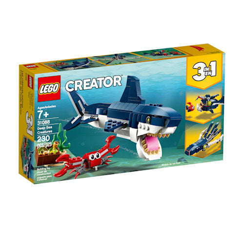 LEGO Creator 3-in-1 Deep Sea Creatures - Transforms into Shark, Crab, Squid, or Angler Fish, New, 31088