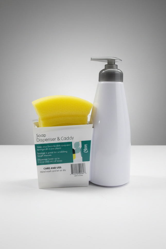Soap Dispenser Pump With Caddy & Sponge