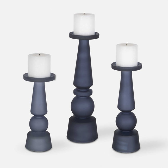Uttermost Cassiopeia Candleholders Midnight Blue Set of 3 - New Open Box
