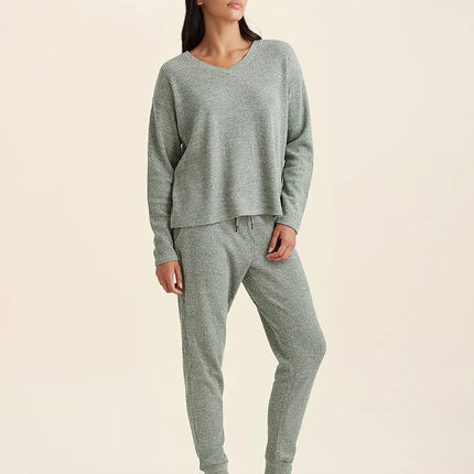 Papinelle Women's Green Waffle Soft Pajama Set, New, Size S