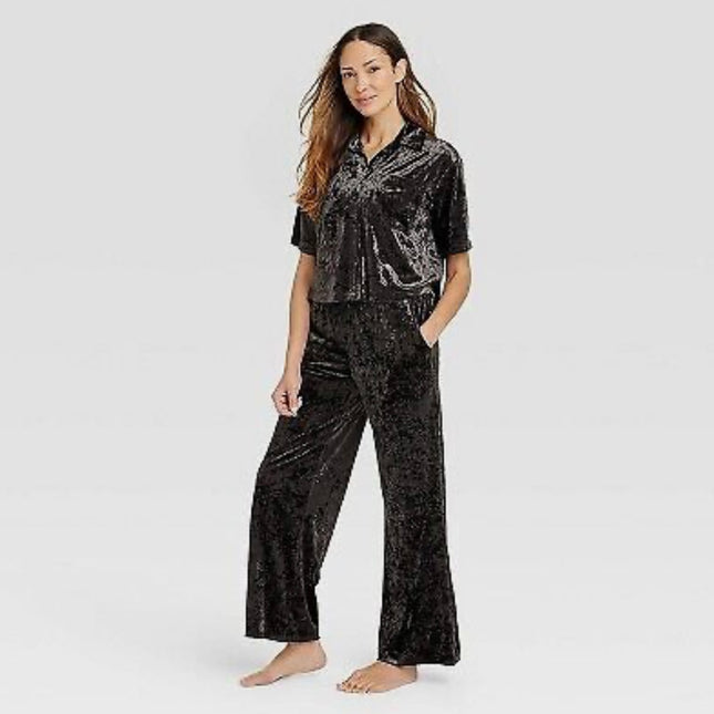 Stars Above Women’s Black Velour Wide-Leg Pajama Set, Size S, New with Tags, Discounted Price $24.49”
