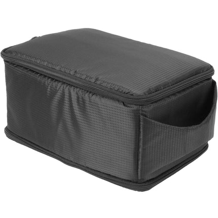 “Large black waterproof camera case bag with padded insert and partitions for SLR camera and accessories.”